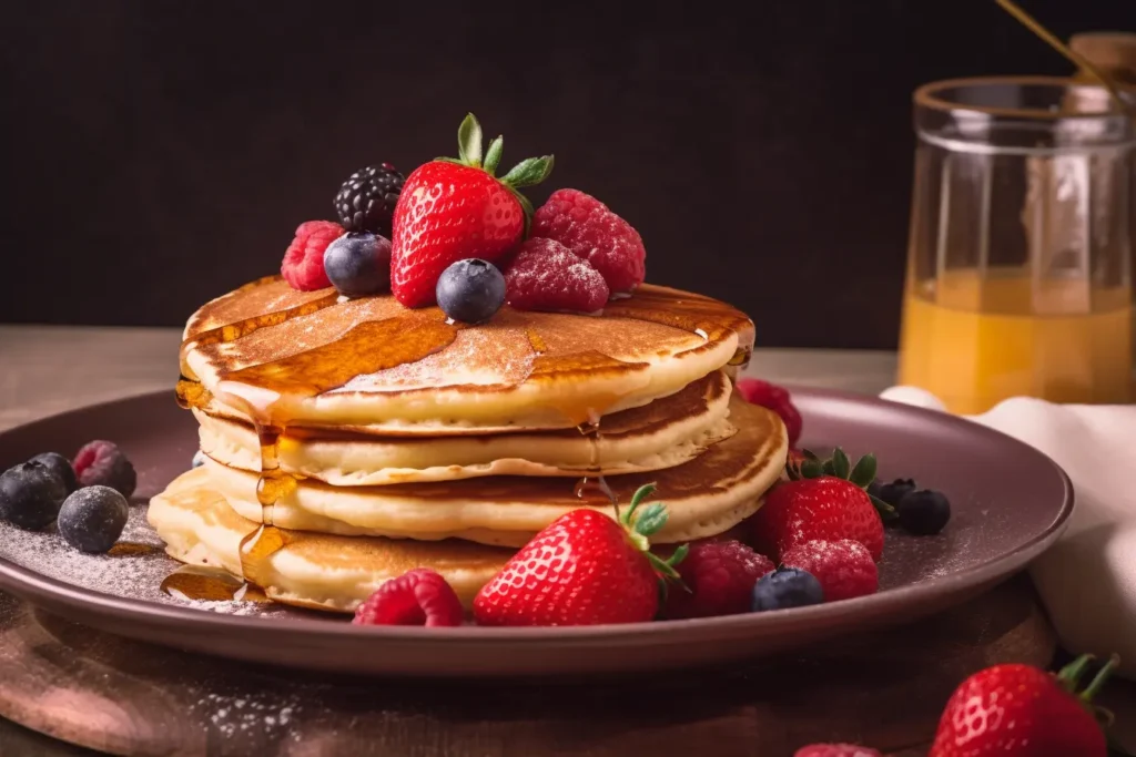 Variação da Panqueca Doce americana com frutas vermelhas